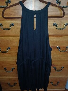 Maurices 24/7 Womens Plus Black Sleeveless Keyhole Drawstring Romper - Size XXL